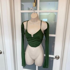 Elegant Green Long Sleeve Women's Top